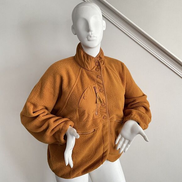 FP Movement Faux Fur Hit The Slopes Snap Jacket Mustard XL - Picture 16 of 16